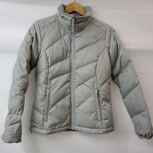 The North Face Silver Full Zip Quilted Puffer Jacket S/P image number 1