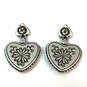 Designer Brighton Silver-Tone Water Lily Flower Heart Shape Drop Earrings image number 2