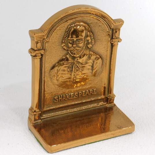 Vintage Brass Looking Bookends DICKENS & SHAKESPEARE image number 3
