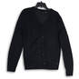 Womens Navy Blue Knitted Long Sleeve Button Front Cardigan Sweater Size Medium image number 1