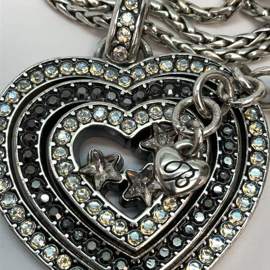 Designer Brighton Silver-Tone Rhinestone Heart Shape Pendant Necklace image number 4