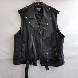 Genuine Black Leather Vest - Size 56