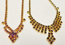 VNTG Leru & Fashion Colorful Rhinestone Necklaces Bracelet & Floral Brooch 60.0g alternative image