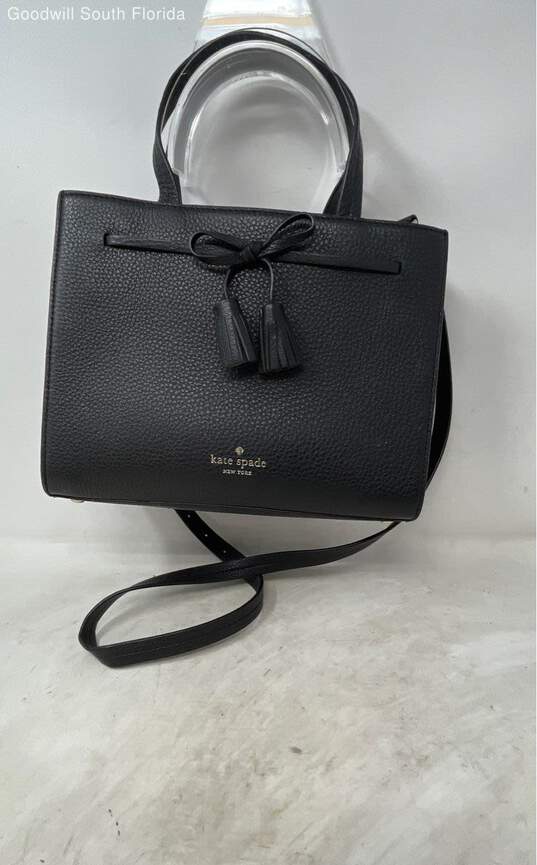 Kate Spade Womens Hayes Street Sam Black Leather Satchel Handbag With Wallet image number 1