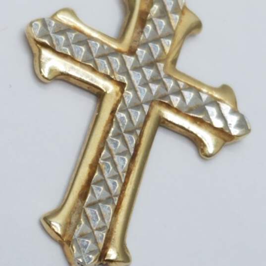 14K Gold Two-Tone Cross Pendant 1.5g image number 2