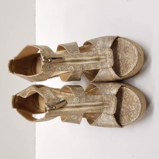 Michael Kors Women's Damita Metallic Gold Espadrille Wedge Heels Size 8.5 image number 5