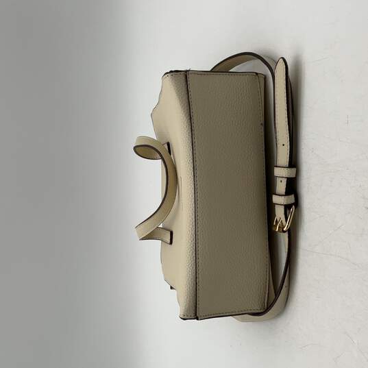 Carlos Womens Beige Leather Adjustable Strap Zipper Crossbody Bag Purse image number 5