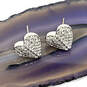 Designer Kate Spade Silver-Tone Rhinestone Heart Stud Earrings w/ Dust Bag image number 1