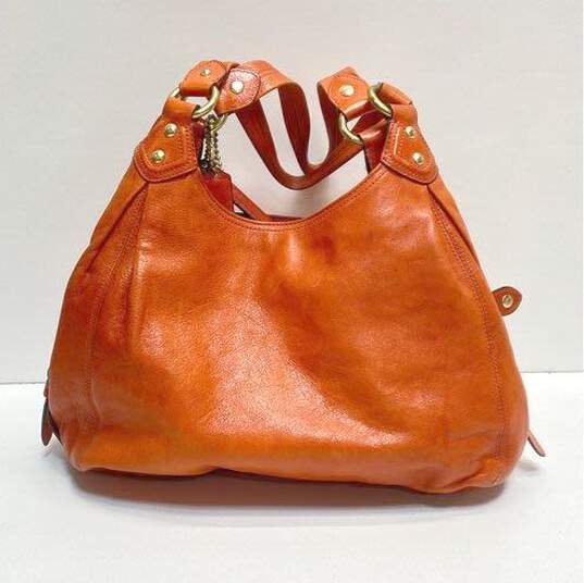 COACH 14336 Madison Orange Leather Hobo Shoulder Tote Bag image number 2