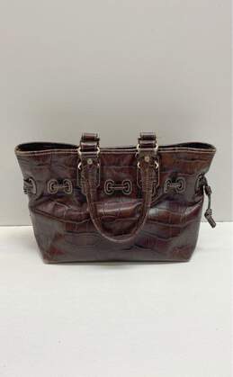 Dooney & Bourke Brown Leather Croc Embossed Drawstring Tote Bag alternative image