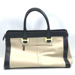 Charles Jourdan Leather Colorblock Shoulder Bag Cream Black alternative image
