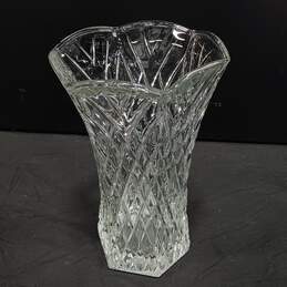 EO Brody Co Crystal Criss-Cross Cut Vase