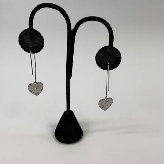 Designer Juicy Couture Silver-Tone Engrave Heart Fashion Drop Earrings image number 2