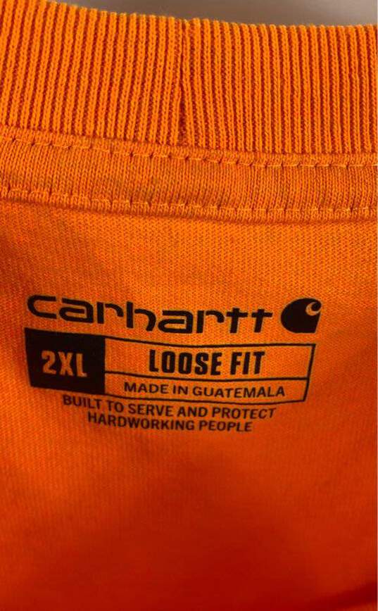 Carhartt Mens Orange Short Sleeve Crew Neck Loose Fit Pullover T-Shirt Size XXL image number 3