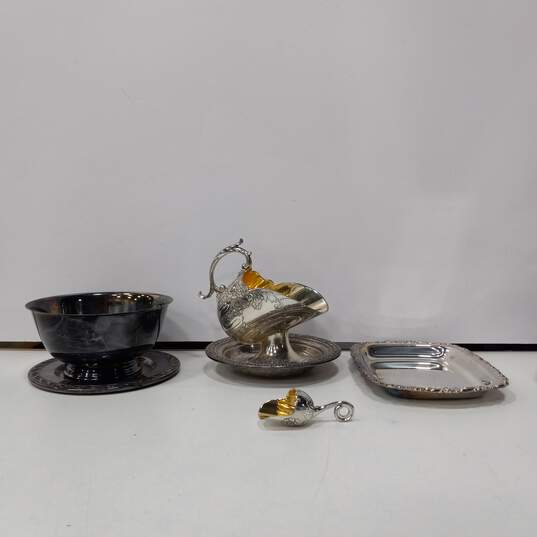 9PC Silver Plated Assorted Dinnerware Bundle image number 6