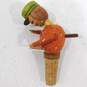 Vintage Hand Carved Wooden Mechanical Bottle Wine Cork Stopper Italy image number 6