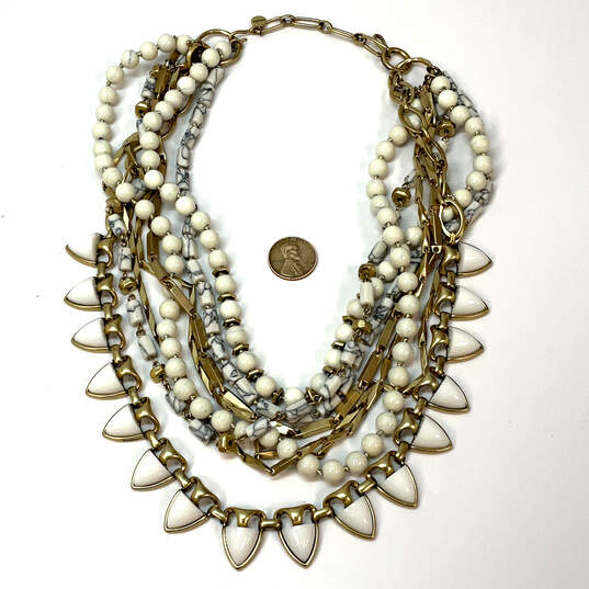 Designer Stella & Dot Gold-Tone Multi Strand Beaded Statement Necklace image number 3