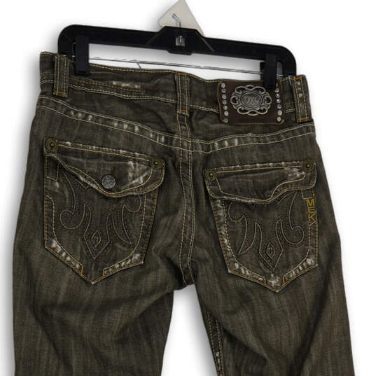 Mens Brown Denim Medium Wash Distressed Straight Leg Jeans Size 30x34 image number 4