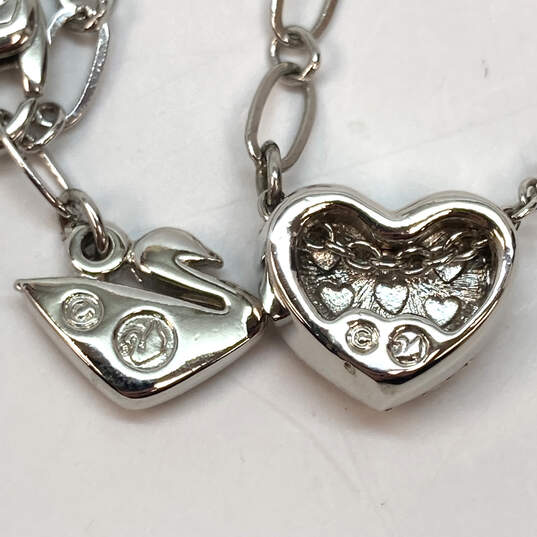Designer Swarovski Silver-Tone Crystal Cut Stone Heart Pendant Necklace image number 4