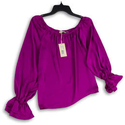 NWT Womens Purple Off The Shoulder Long Sleeve Blouse Top Size XS