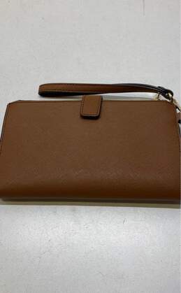 Michael Kors Brown Leather Double Zip Bifold Card Wallet Wristlet alternative image