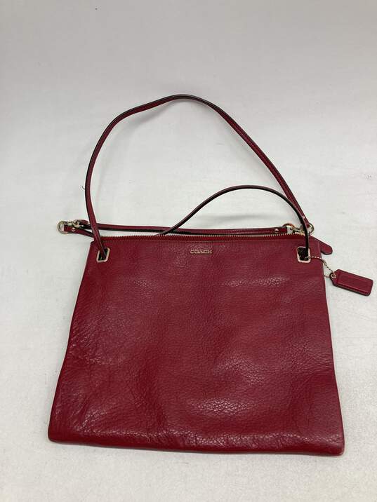 Coach Red Leather Crossbody Purse W/COA image number 1