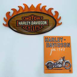 VTG Harley-Davidson Wooden Wall Hanging Plaques Décor Hand Painted