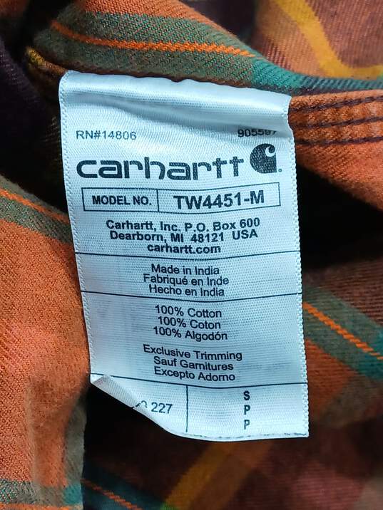 Men's Carhartt Loose Fit Plaid Button-Up Shirt Sz S image number 5
