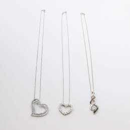 Contemporary 925 Diamond Accent CZ Heart & Spiral Necklaces 10.4g alternative image