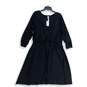 NWT NY Collection Womens Black Ruched V-Neck 3/4 Sleeve A-Line Dress Size 2X image number 1