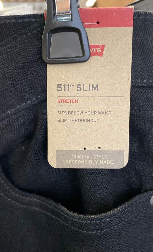 NWT Levi's 511 Mens Black Slim Fit Stretch Denim Straight Leg Jeans Size 32X30 image number 4