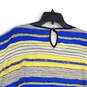 NWT Womens Blue Yellow Round Neck Striped Poncho Blouse Top Size L/XL image number 4