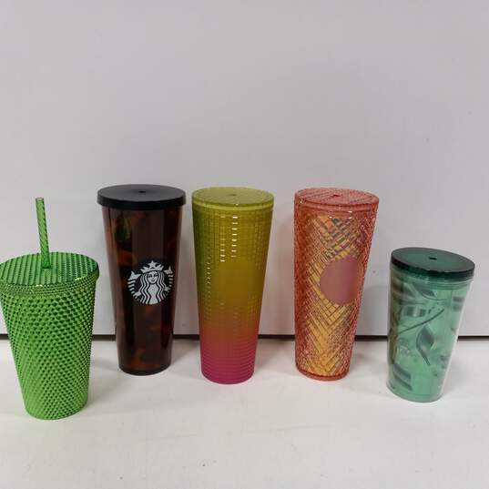 Bundle of 5 Assorted Starbucks Plastic Tumblers image number 2