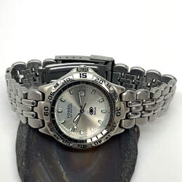 Designer Fossil Blue AM-3234 Silver-Tone Stainless Steel Wristwatch