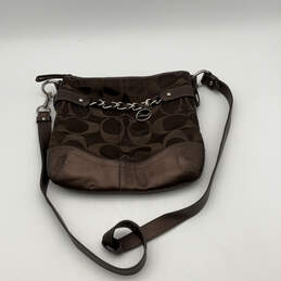 Womens F19720 Brown Monogram Inner Pockets Double Handle Shoulder Bag