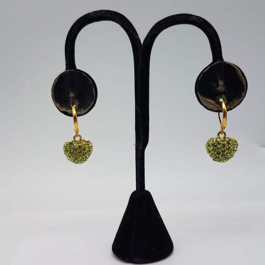 Joan Rivers CC Gold Tone Crystal Heart Dangle Earrings w/Box 9.8g image number 3