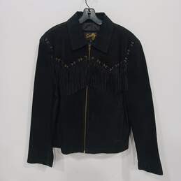 Scully Fringed Leather Bomber Style Jacket Size Large