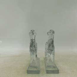 Vintage 1940s New Martinsville Viking Glass Clear Borzoi Wolfhound Dog Bookends