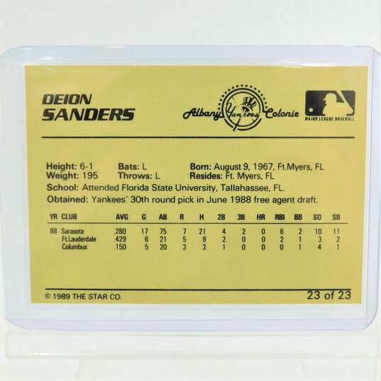 1989 Deion Sanders Star Rookie NY Yankees image number 3