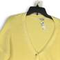 NWT Womens Yellow Knit Long Sleeve Button Front Cardigan Sweater Size L image number 3