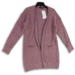 NWT Womens Purple Long Sleeve Open Font Fleece Cardigan Sweater Size XL