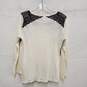 Sandro WM's Ivory Linen and Black Lace Blouse Top Size 3 image number 2