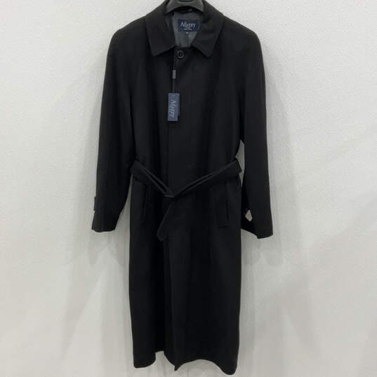 NWT Womens Black Long Sleeve Collared Button Front Trench Coat Size 42 image number 3