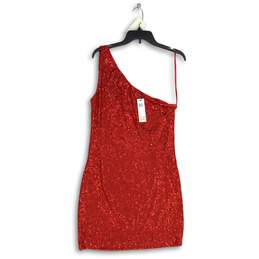 NWT BB Dakota Womens Red Sequin One Shoulder Mini Dress Size X-Large alternative image