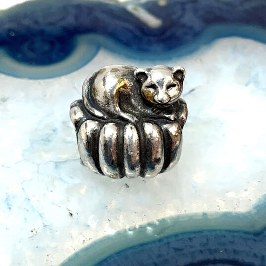 Designer Pandora S925 ALE Sterling Silver Cozy Cat On Pillow Beaded Charm image number 2