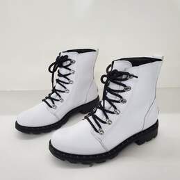 Sorel Women's Lennox Lace White Leather Waterproof Combat Boots Size 10