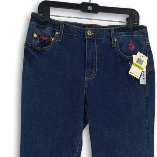 NWT Baby Phat Womens Blue Denim Dark Wash 5-Pocket Design Tapered Jeans Size 14 image number 3