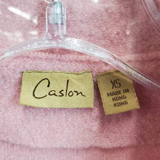 Caslon Pink Wool Open Front Belted Scalloped Cardigan WM Size XS image number 3