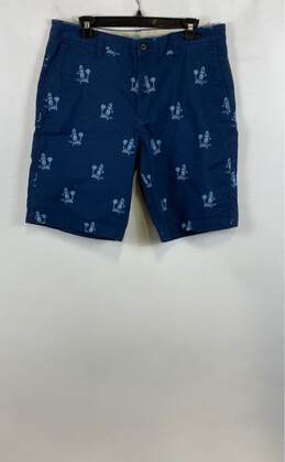 NWT Tommy Bahama Mens Blue Printed Slash Pockets Casual Chino Shorts Size 34