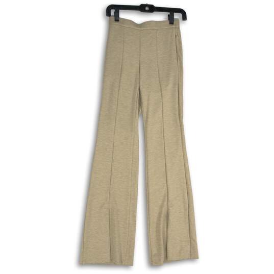 NWT Theory Womens Tan Flat Front Wide Leg Zipper Pocket Ankle Pants Size 00 image number 1